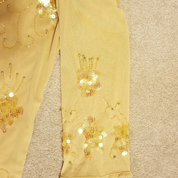 JULIET Sequins on Nude Netting Top Sz Small - Picture 3 of 7